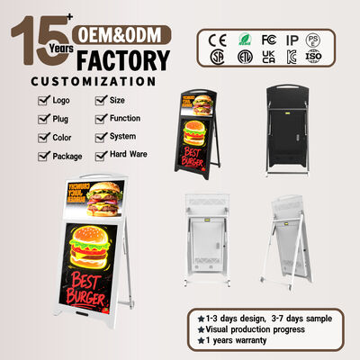 品質  Floor Standing Android Digital Advertising Display 21.5 Inch with LED Fluorescent Writing Board 工場