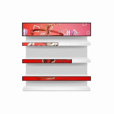 23.1のインチの注文のサイズのスーパーマーケットの屋内広告のメディア プレイヤーのストリップの超広い棚スクリーンの伸張棒LCD表示