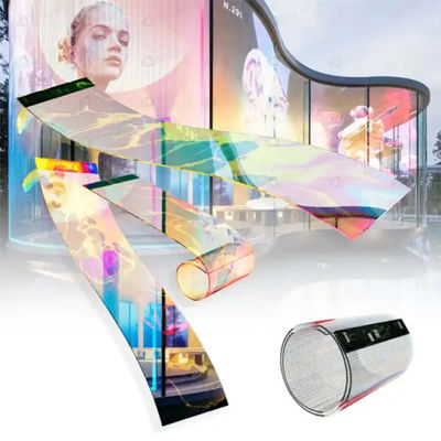 柔軟なLEDフィルムスクリーン 折りたたむ透明ディスプレイ IP65 防水 展示/広告板/小売用ビジュアルソリューション