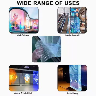 超薄型折りたたみ可能なLEDカーテン ビデオ壁 3.9mm 厚さ 80% 光伝達性 曲がった表面に適しています