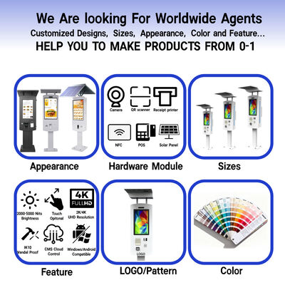 IP65防水定格屋外セルフオーダーキオスク Intel Core i3/i5/i7プロセッサー搭載 10点静電容量方式タッチ