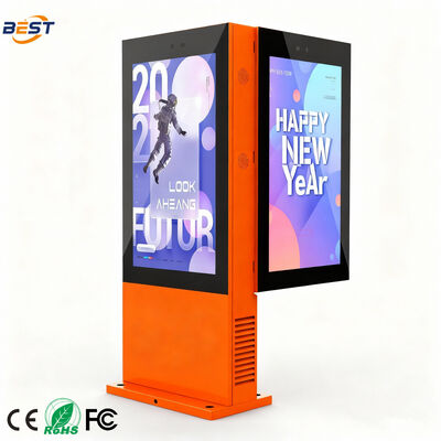 IP65防水、50000時間の寿命、10点静電容量式タッチ機能を備えた屋外用両面LCDディスプレイ
