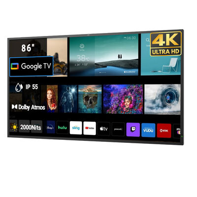 Google TV と 1500-3000nits の太陽光で読み取り可能なスクリーンを備えた防水屋外テレビ IP55/IP66 定格