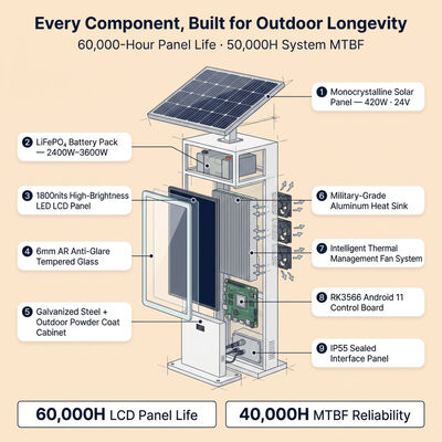 太陽光発電 LED 広告ディスプレイ | 1500-2000nit 太陽光で読み取り可能