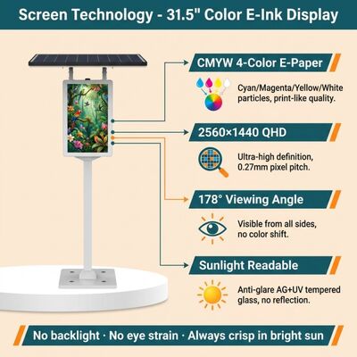 31.5 Inch Color E-Paper Display | Solar Outdoor Signage | IP65