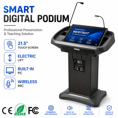 スマートデジタル演台電動リフト21.5インチ静電容量式タッチディスプレイ内蔵スピーカーワイヤレスマイク演台