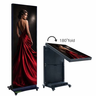 P1.86 ポータブル折りたたむLEDポスターディスプレイ 室内 640x1920mm アルミ合金スタンド