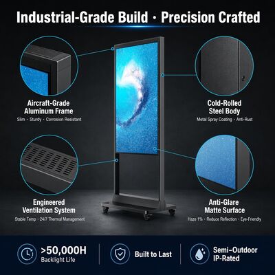 55 Inch Dual Sided High Brightness 3000 Nits Semi Outdoor Showcase Digital Signage Display Screen for Retail Shop