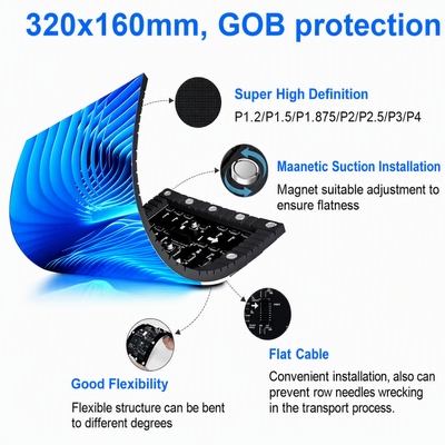 GOB 完全保護 LED 表彰台スクリーン湾曲した柔軟なパネルプラグプレイワイヤレス非同期 Novastar 会議