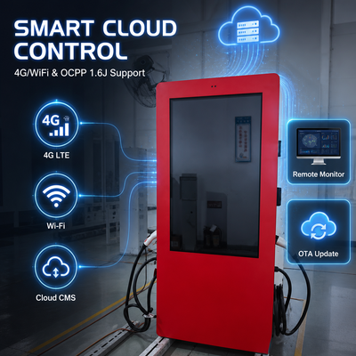 19.2kW ACレベル2 EV充電器 SAE J1772 屋外LCD広告ディスプレイ OCPP 1.6J 80A 米国標準