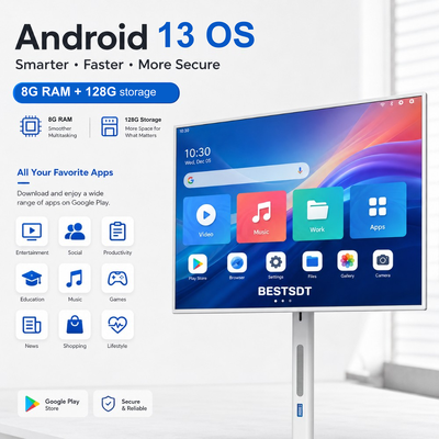 32インチ アンドロイド 13 バッテリー対応 スマート スクリーン タッチ デジタル シグネージ 4K IPS 8GB 128GB