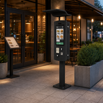 黒い屋外セルフ サービス ターミナル 32 インチ IP65 24 時間 OEM ODM 支払キオスク機械
