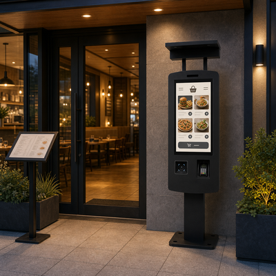 ガソリンスタンド セルフサービス決済キオスク 32インチ IP65 2500nits 屋外仕様 燃料スタンドプロジェクト向け