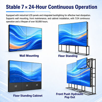 46-85 Inch Ultra Narrow Bezel 4K LCD Video Wall Splicing Display 500nits 0.88mm